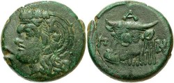 Ancient Coins - Thrace, Pantikapaion. Ca. late 4th-3rd centuries B.C. Æ 28 mm. VF, green patina.
