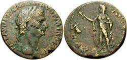 Ancient Coins - Claudius. A.D. 41-54. Æ sestertius. Rome, ca. A.D. 41-42. VF, brown patina.