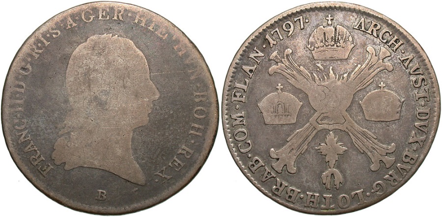 Austrian Netherlands. 1797-B. 1/4 Kronenthaler. Fine. | European Coins