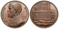 World Coins - Germany. Theodor Rohde, numismatist. 1893. Æ 31 mm Medal. By X. Pawlick. EF.