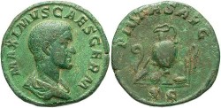 Ancient Coins - Maximus. Caesar, A.D. 236-238. Æ sestertius. Rome, A.D. 236/7. VF, nice stable green patina. Heavy flan.