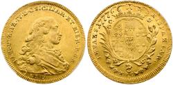 World Coins - Naples and Sicily. Ferdinando IV di Borbone, first reign (1759-1799). Gold 6 Ducati (8.81 g), 1777 BP-CC-C.