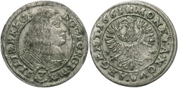 World Coins - Poland, Leignica-Brzeg. Georg III. 1661. BI 3 Kreuzer. EF, toned.