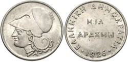 World Coins - Greece. 1926. 1 Drachma. BU.
