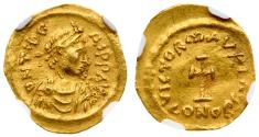 Ancient Coins - Tiberius II Constantine (AD 578-582). Gold Tremissis (1.46 g). Constantinople, struck AD 582/3.