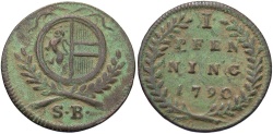 World Coins - Austria, Salzburg. Hieronymus. 1790. 1 Pfennig. VF, green and brown patina.