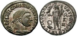 Ancient Coins - Constantine I. A.D. 307-337. Æ follis. Alexandria, A.D. 315. EF, silvered.