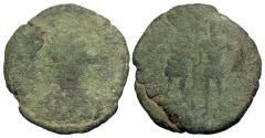 Ancient Coins - Theodosius II. A.D. 402-450. Æ. Constantinople. Fair, green patina. Types clear but indistinct. Rare.