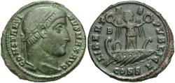 Ancient Coins - Constantine I. A.D. 307/10-337. Æ follis. Constantinople, A.D. 327/8. Nearly EF, green patina.