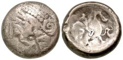 Ancient Coins - Celts. Central Europe. 3rd Century B.C AR tetradrachm (20.8 mm, 10.02 g, 11 h). Cladovo-Saschiz.