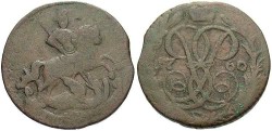 World Coins - Russia. Elizabeth I. 1760. Denga. VF