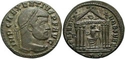 Ancient Coins - Maxentius. A.D. 306-312. Æ follis. Rome, A.D. 307-308. Good VF, silvered.