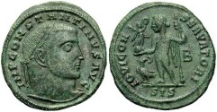 Ancient Coins - Constantine I. A.D. 307-337. Æ reduced follis. Siscia, ca. A.D. 313-315. VF, green patina.