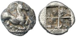 Ancient Coins - Thraco-Macedonian Region, Uncertain mint. Silver Obol (0.75 g), ca. 480-460 BC. Ch VF