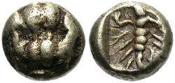 Ancient Coins - Caria, Mylasa(?). Mid 6th century B.C. EL 1/48 stater. Good VF.