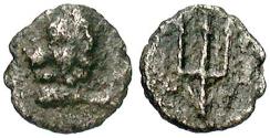 Ancient Coins - Caria, Mylasa(?). Ca. 4th-3rd centuries B.C. AR hemiobol. Toned VF.