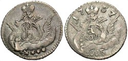 World Coins - Russia. Elizabeth I. AR 1757. 5 Kopecks. Ch EF.