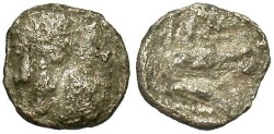 Ancient Coins - Thrace, Istros, Ca. 4th century B.C. AR quarter drachm. near Fine.