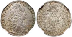 World Coins - Holy Roman Empire. Charles VI (1711-1740). Silver 15 Kreuzer, 1737. Breslau. NGC MS 62.