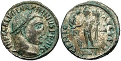 Ancient Coins - Maximinus II. A.D. 309-313. Æ reduced follis. Alexandria, ca. A.D. 312-313. Good VF, silvered.