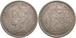 World Coins - Netherlands, Wilhelmina I. 1916. 1 gulden. EF, toned.