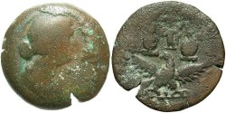 Ancient Coins - Egypt, Alexandria. Faustina II, wife of Marcus Aurelius. Æ drachm. Year 6 (A.D. 165/6). Near Fine, brown patina.