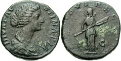 Ancient Coins - Faustina II, wife of Marcus Aurelius. Æ sestertius. Rome, posthumously, A.D. 175/6. VF.