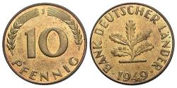 World Coins - Germany. Federal Republic. 1949 J. 10 Pfennig. Unc.