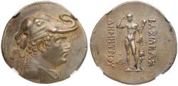 Ancient Coins - Baktrian Kingdom. Demetrios I Aniketos (ca. 200-185 BC). Silver Tetradrachm (16.72 g).