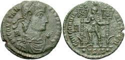 Ancient Coins - Constantius II. A.D. 337-361. Æ centenionalis. Siscia, under Vetranio, A.D. 350. Nice VF, green patina.