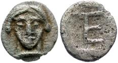 Ancient Coins - Ionia, Kolophon. Ca. 460 B.C. AR tetartemorion. VF, toned.