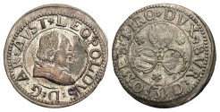 World Coins - Austria, Tyrol. Archduke Leopold. 1619-1632. Billon 3 Kreuzer. Toned VF.