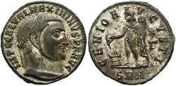 Ancient Coins - Maximinus II Daia. A.D. 309-313. Æ follis. Nicomedia, ca. A.D. 312 or later. EF, silvered.