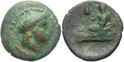 Ancient Coins - Thrace, Odessos. Ca. 281-270 B.C. ’ 15 mm. Near VF, brown and green patina.
