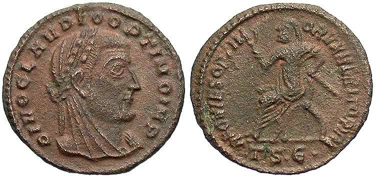 Divus Claudius II Gothicus. Died A.D. 270. Æ 16 mm. Thessalonica, under  Constantine I, A.D. 317-318. VF, brown surfaces.