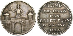 World Coins - Germany, Magdeburg. 1814. AR Medal. Toned VF.