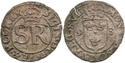 World Coins - Sweden. Sigismund III. 1598. BI Solidus. VF, flan crack and light corrosion. Rare.