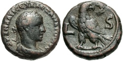 Ancient Coins - Egypt, Alexandria. Severus Alexander. A.D. 222-235. BI tetradrachm. Regnal year 6. VF, dark brown patina. Scarce.