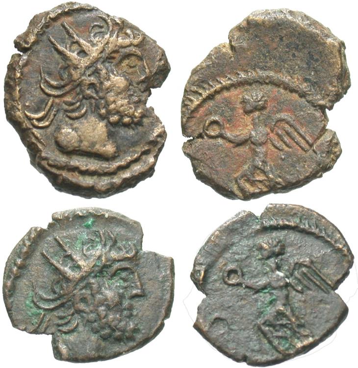 [Roman Imperial]. Lot of two 'barbarous' radiate struck from the same ...