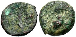 Ancient Coins - Hasmonean Kingdom of Judaea. Alexander Jannaeus (Yehonatan). 103-76 B.C. Æ lepton. Fine, green patina. Very rare.