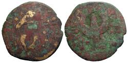 Ancient Coins - Khwarezmia. Uncertain king. 8th century A.D. Æ. Fair / Fine, green, red-brown and tan patina.