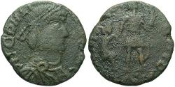 Ancient Coins - Imitation copying coins of Gratian to Theodosius I. Ca. late 4th century A.D. Æ 20 mm. Fine, green patina.