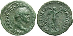 Ancient Coins - Vespasian. A.D. 69-79. Æ as. VF. Rome, A.D. 71. VF, green patina.