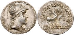 Ancient Coins - Kingdom of Baktria. Eukratides I Megas, ca. 170-145 BC. Silver Tetradrachm (16.13 g).