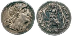 Ancient Coins - Constantius II, as Caesar (AD 324-337). Silver Siliqua.  Diademed head right gazing heavenwards. NGC holder graded AU