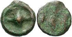 Ancient Coins - Moesia, Istros. Late 5th century B.C. Æ 12 mm. Good Fine.
