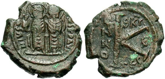 Justin Ii A D 565 578 Ae 1 2 Follis Thessalonica Year 6 A D 571 2 Vf Brown Patina