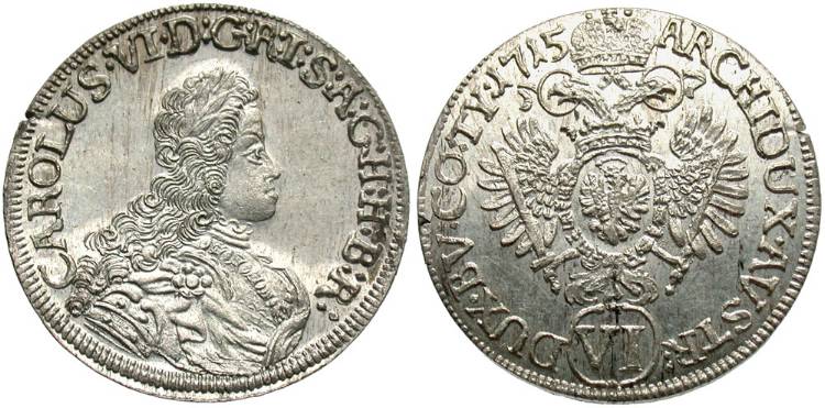 Austria. Charles VI. 1715. 6 Kreuzer. Tyrol. Gem Unc. with