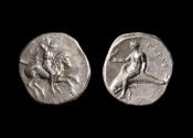 Ancient Coins - Tarentum, Calabria Ar Nomos, c. 302-272 BC