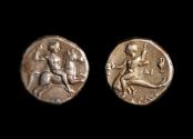 Ancient Coins - Tarentum, Calabria Ar Nomos, c. 272-240 BC